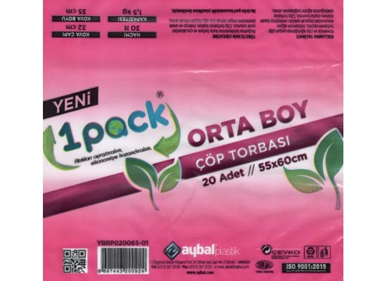 Çöp Poşeti Orta Boy 55x60 Mavi-Siyah
